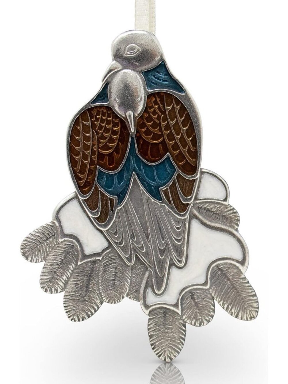 Handcrafted Pewter Turtle Dove Ornament | All is Calm Holiday Decor, USA Made